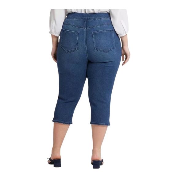 NYDJ Plus Size Dakota Crop Pull-On Jeans Pull On Stretch Olympus Blue 5X NWT - Picture 5 of 12